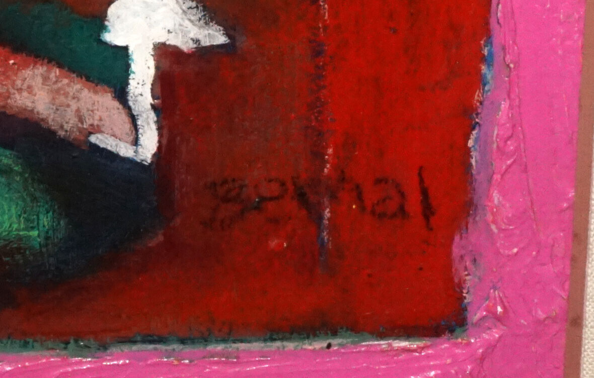 Mexican Mixed Media Painting Jester w. Adam & Eve by Oscar Bernal (b.1945)(NoN)