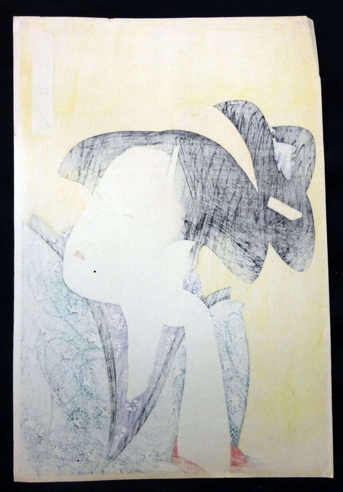 Vintage Japanese Woodblock Print Repro 物思恋(Mono omou koi) by Utagawa (Fuj)