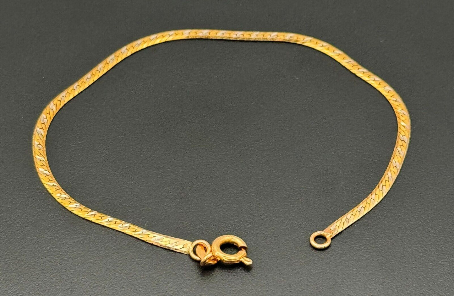 Italian 14k Two-Toned Gold 7" Serpentine Bracelet w Spring Ring Clasp (MeC)