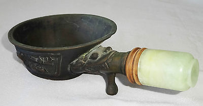 19CT Chinese Bronze Iron with Wood & Hard-stone Handle (Lan)