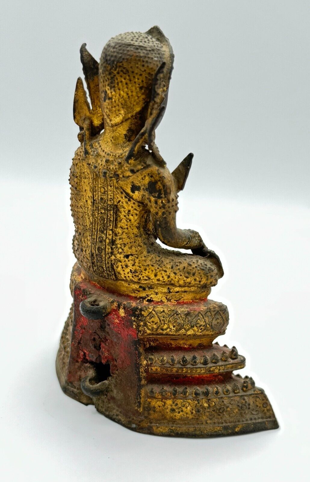 Antique Thai Gilt Bronze Buddha Statue Seated on Pedestal (MiM)