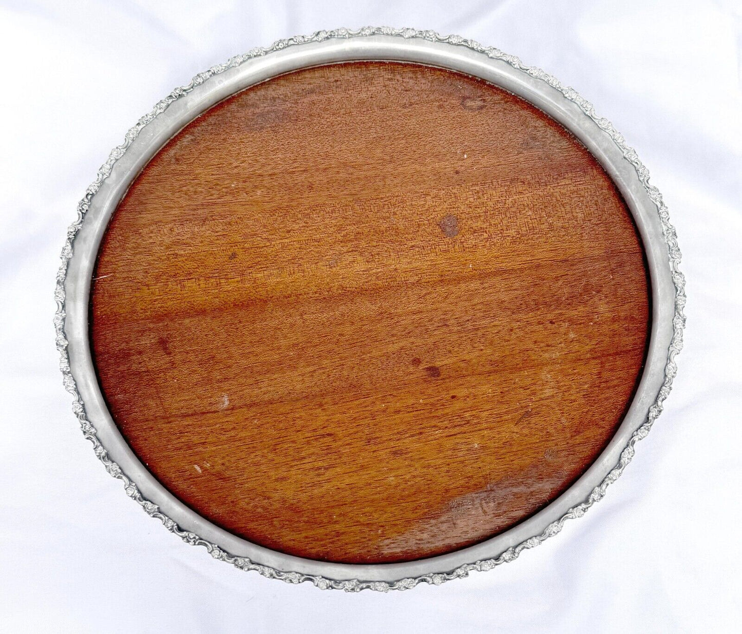 Vintage Shreve & Co San Francisco Silver & Mahogany Tray 11.25" (SmM)
