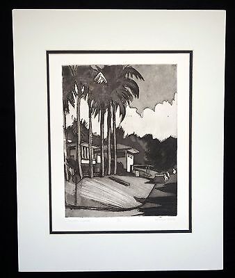 1980s Hawaii B & W Etching "Manoa Road, Oahu" by Nicholas Black (Bla)
