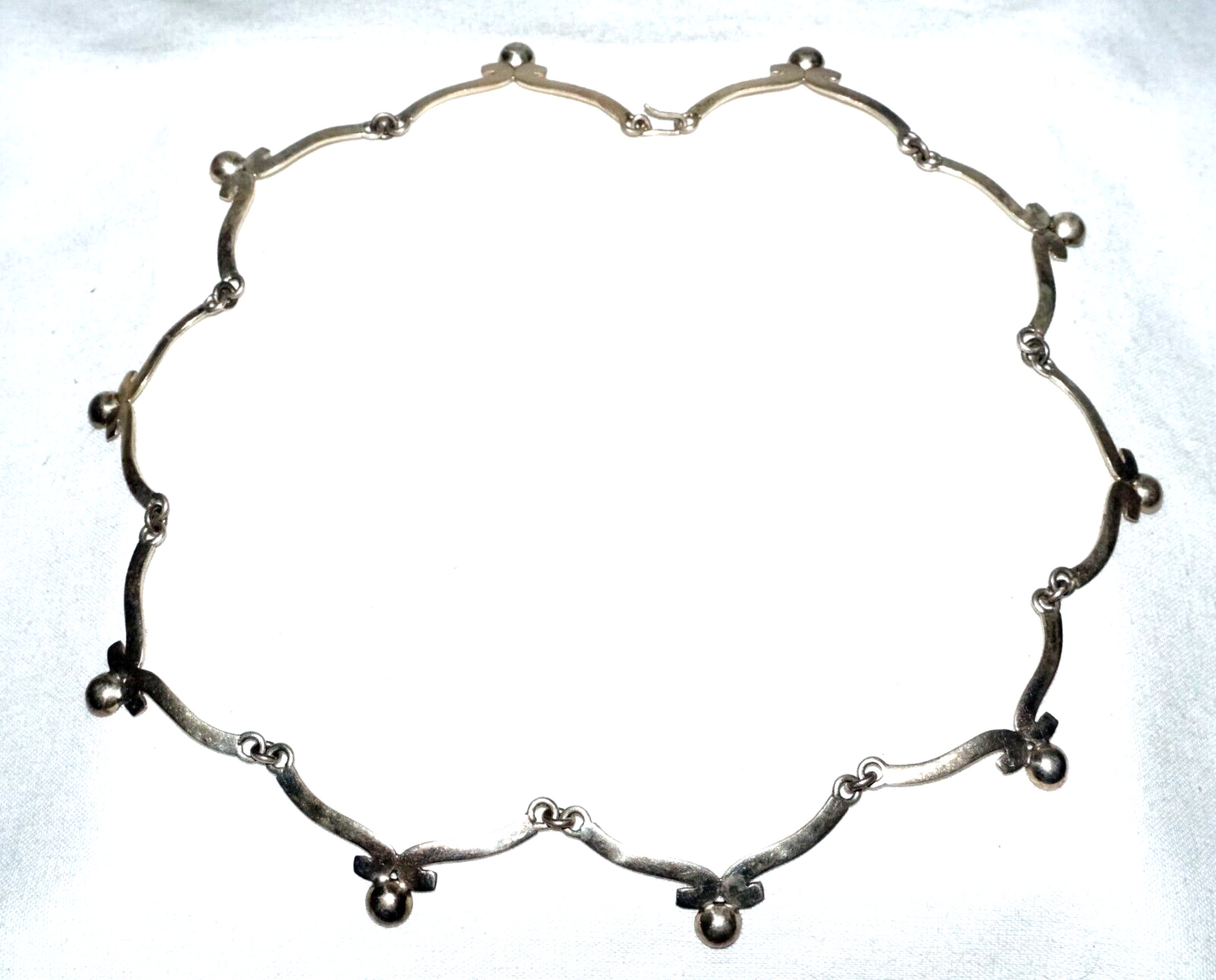 Vintage Mexican Sterling Silver Sectional Choker Necklace signed (LeS)L24