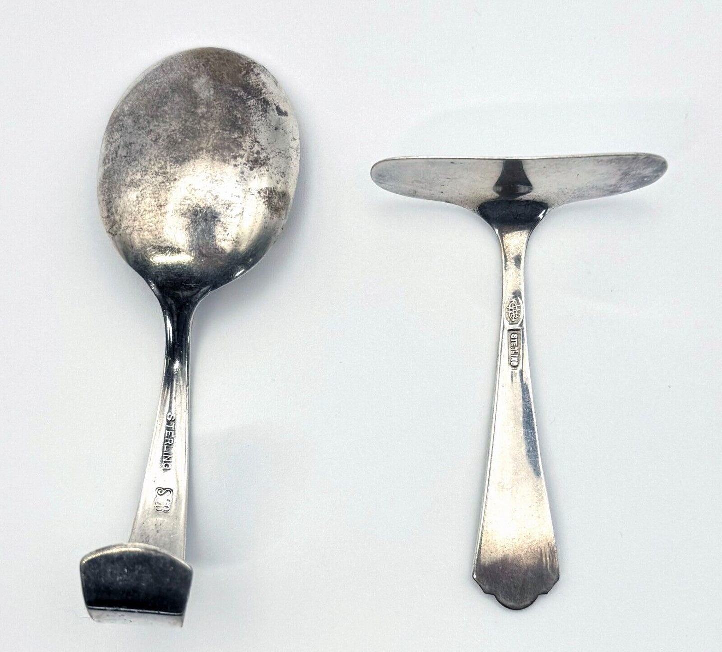 Vintage Sterling 925 Baby Infant Silverware / Pusher & Spoon (MiM)