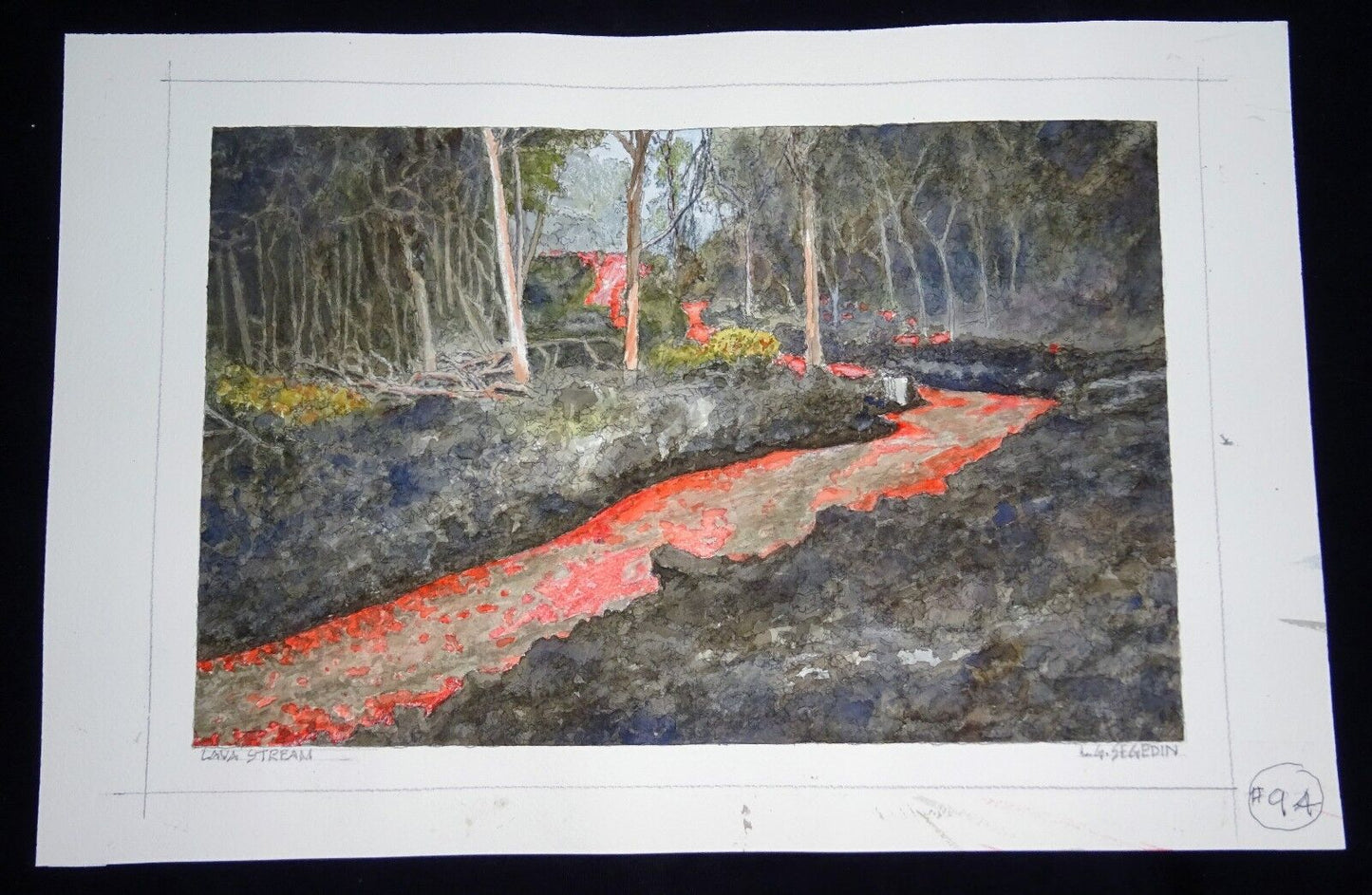 Original Hawaii Watercolor Painting "Lava Stream, Big Island" by L Segedin #94