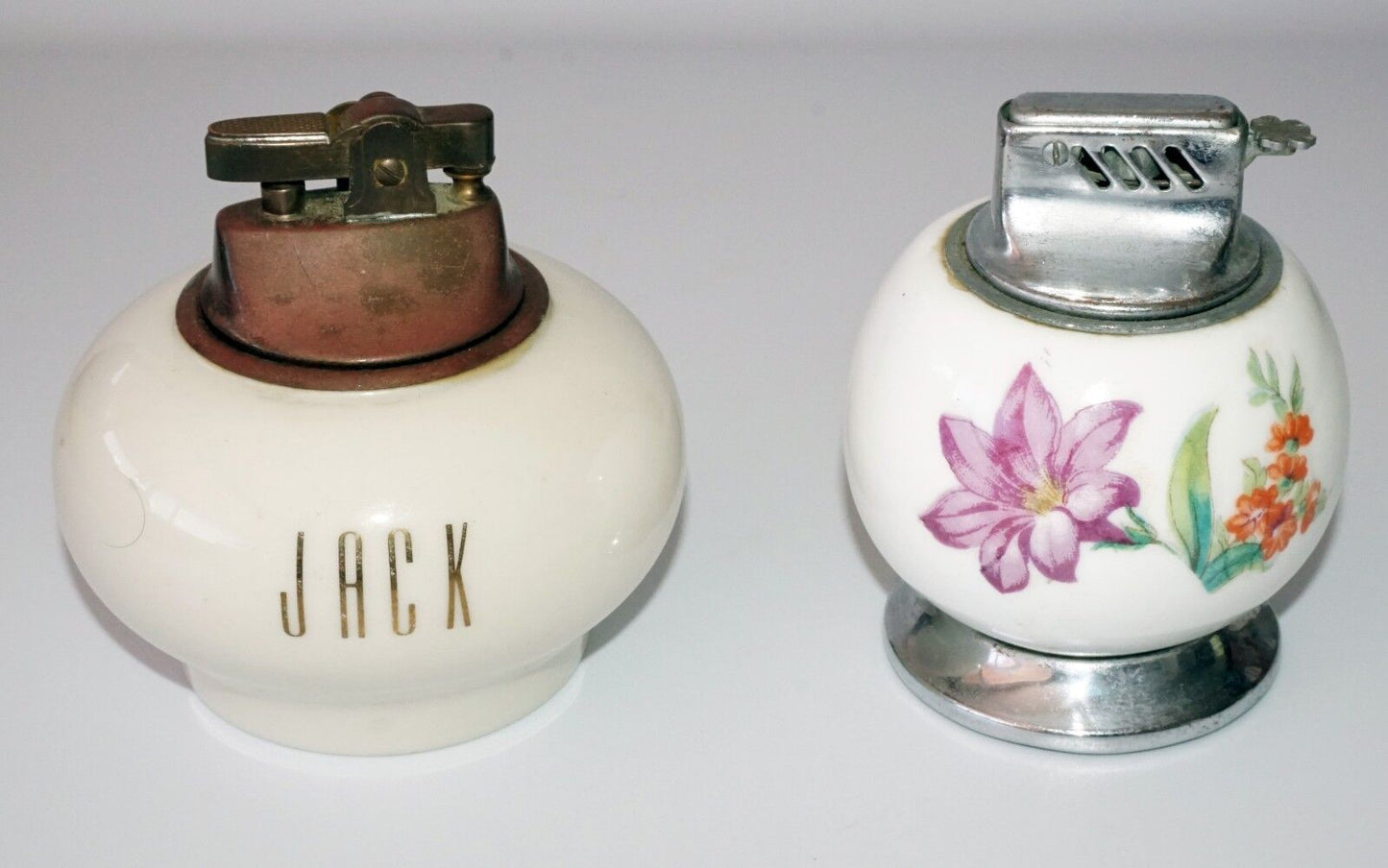 2x Vintage Speciality Table Lighters Bone China & Jack Globe Lighter (Wel) #20