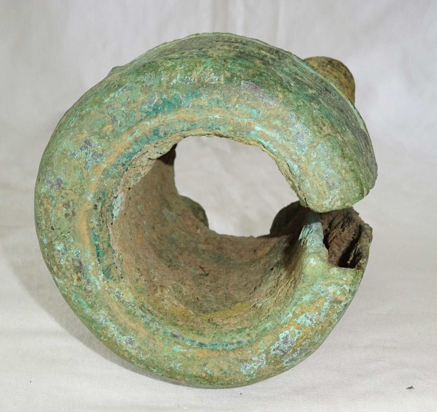 8-14C Cambodian S.E. Asian Khmer Excavated Large Bronze Bell Bracelet (Mil)