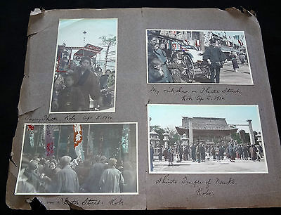 8x 1910 COLOR PHOTOGRAPHS of KOBE JAPAN - STREET SCENES w. PEOPLE & THEATRE P256