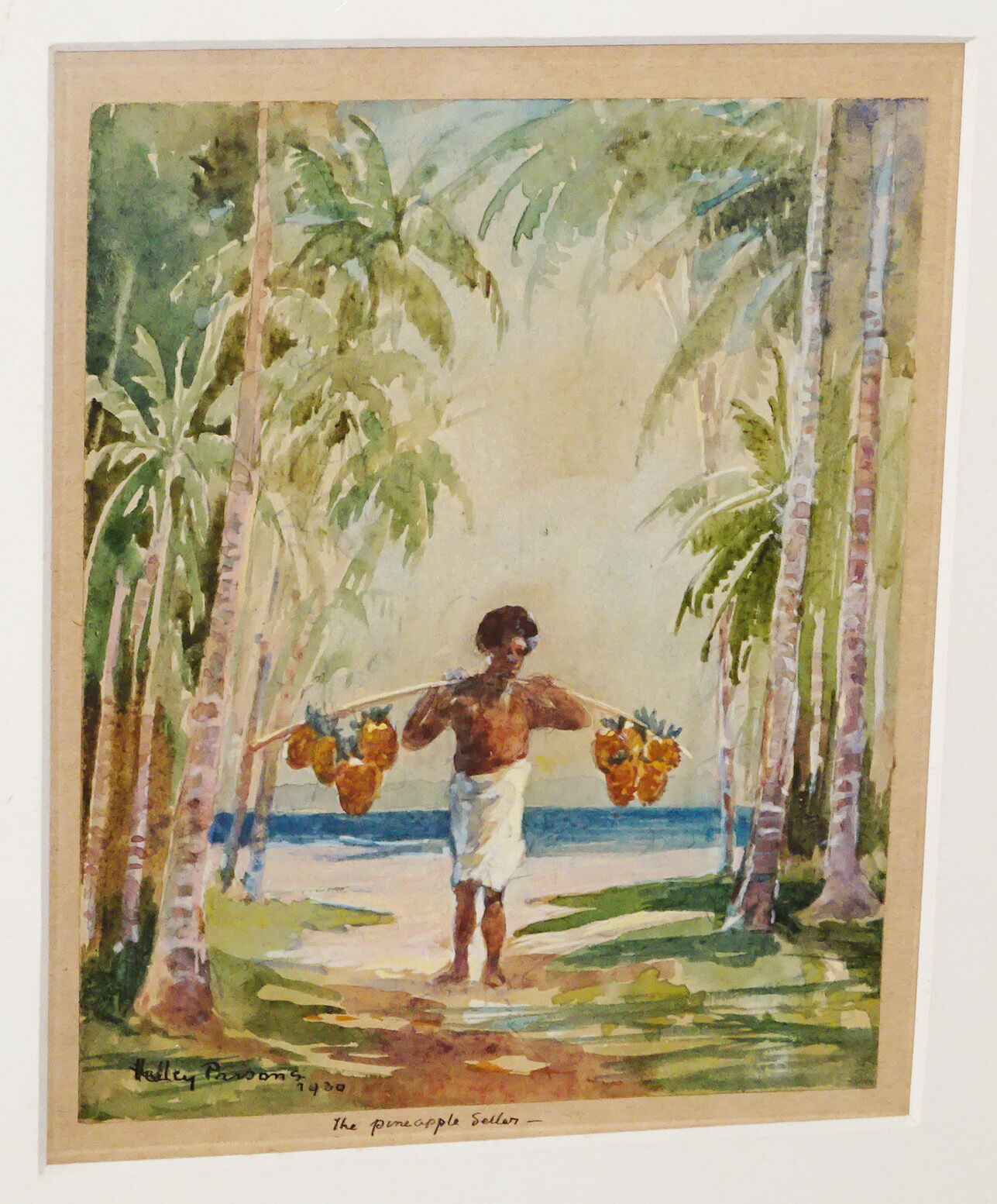 1930 Australia WC Painting "Pinapple Seller" by Hedley Parsons (1870-1960) (New)