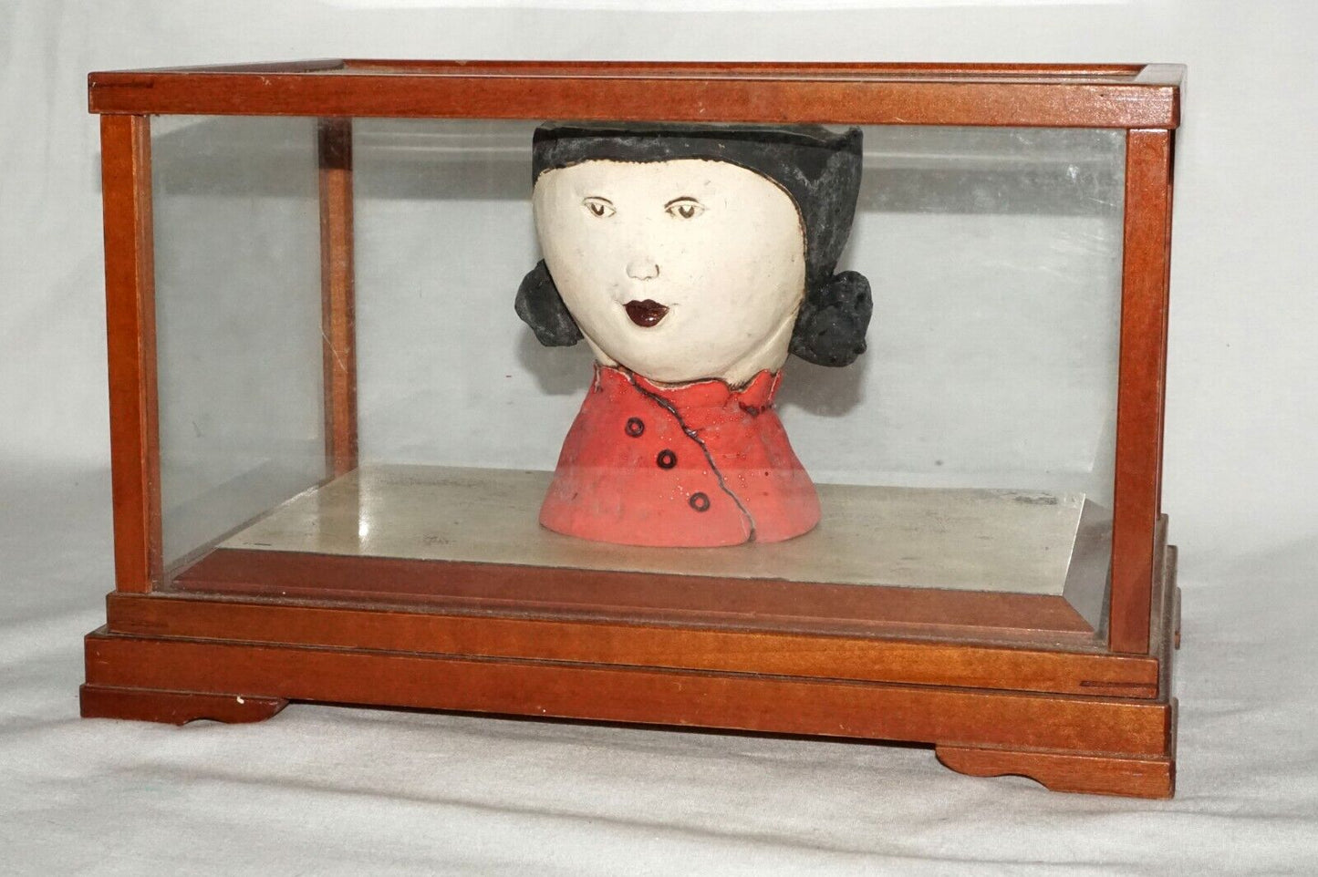 Contemp. Hawaii Pottery Sculpture Girl Cup on Stand in Box by Jo Rowley (CuM)