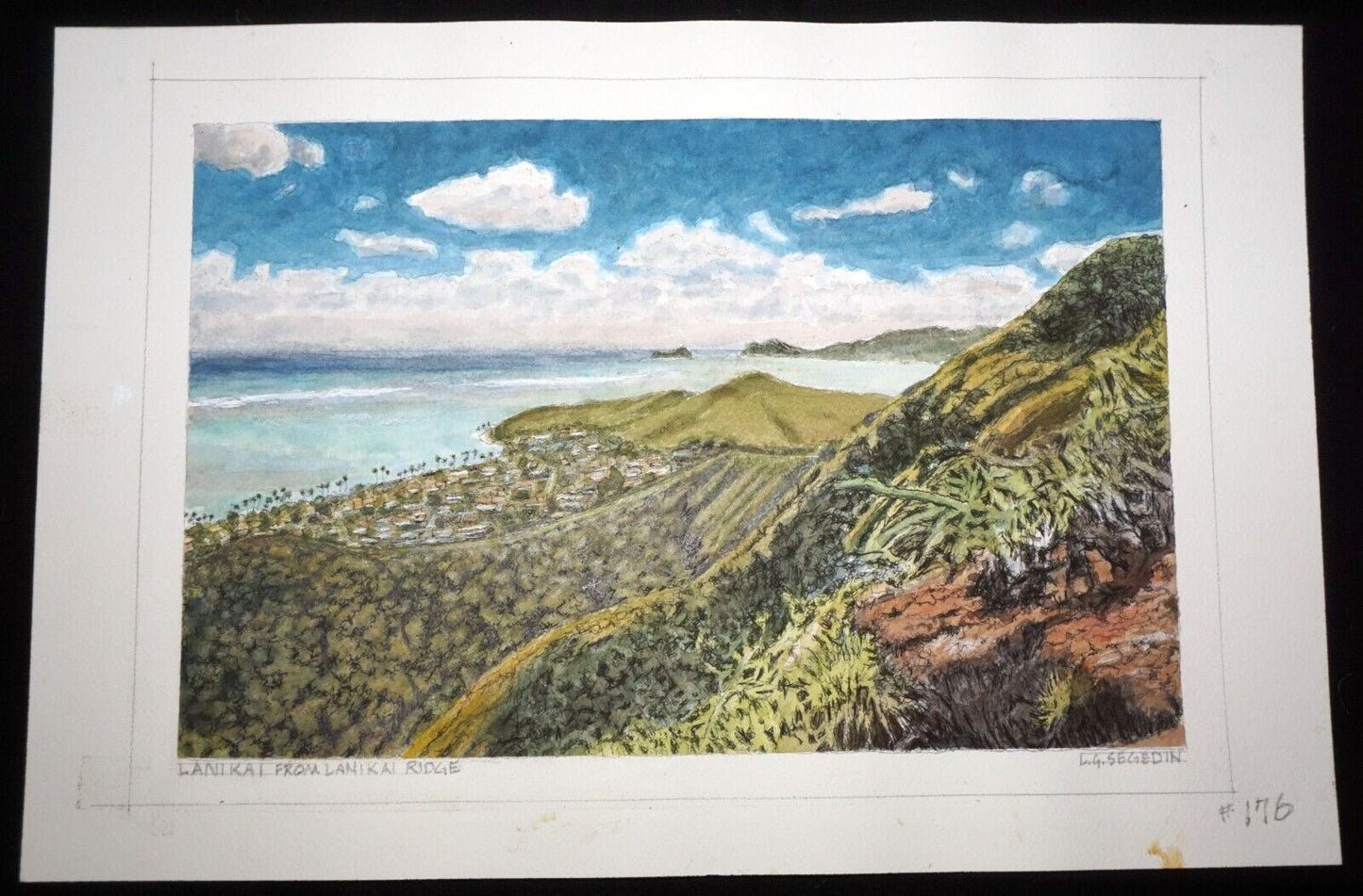 Hawaii Watercolor Painting "Lanikai from Lanikai Ridge" by Larry Segedin #176
