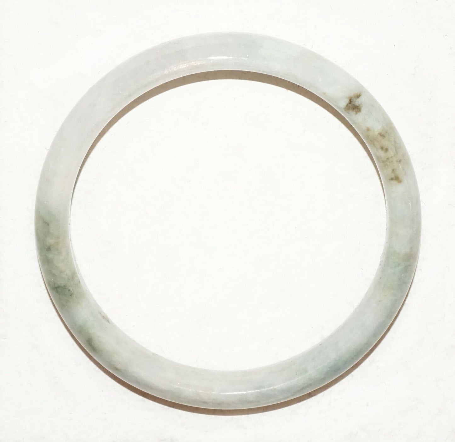 20C Chinese Off White & Green Jadeite Jade Bangle Bracelet (HaY)#15