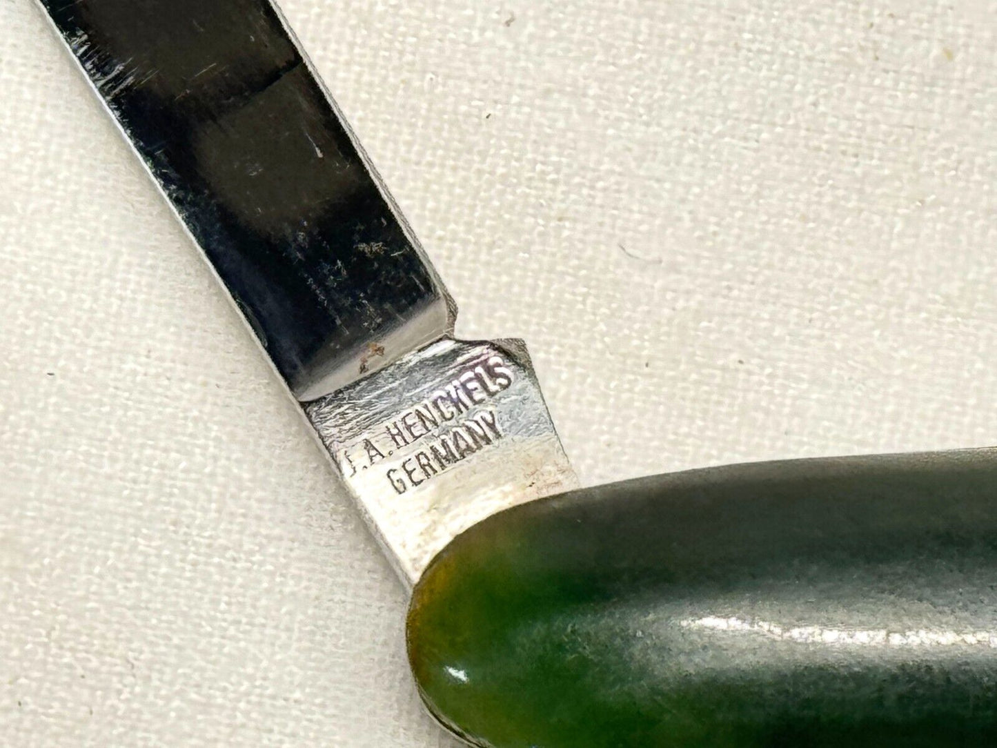 Rare German Gump's J.A. Henckels Pocket Knife w Nephrite Jade Handles (MiM)