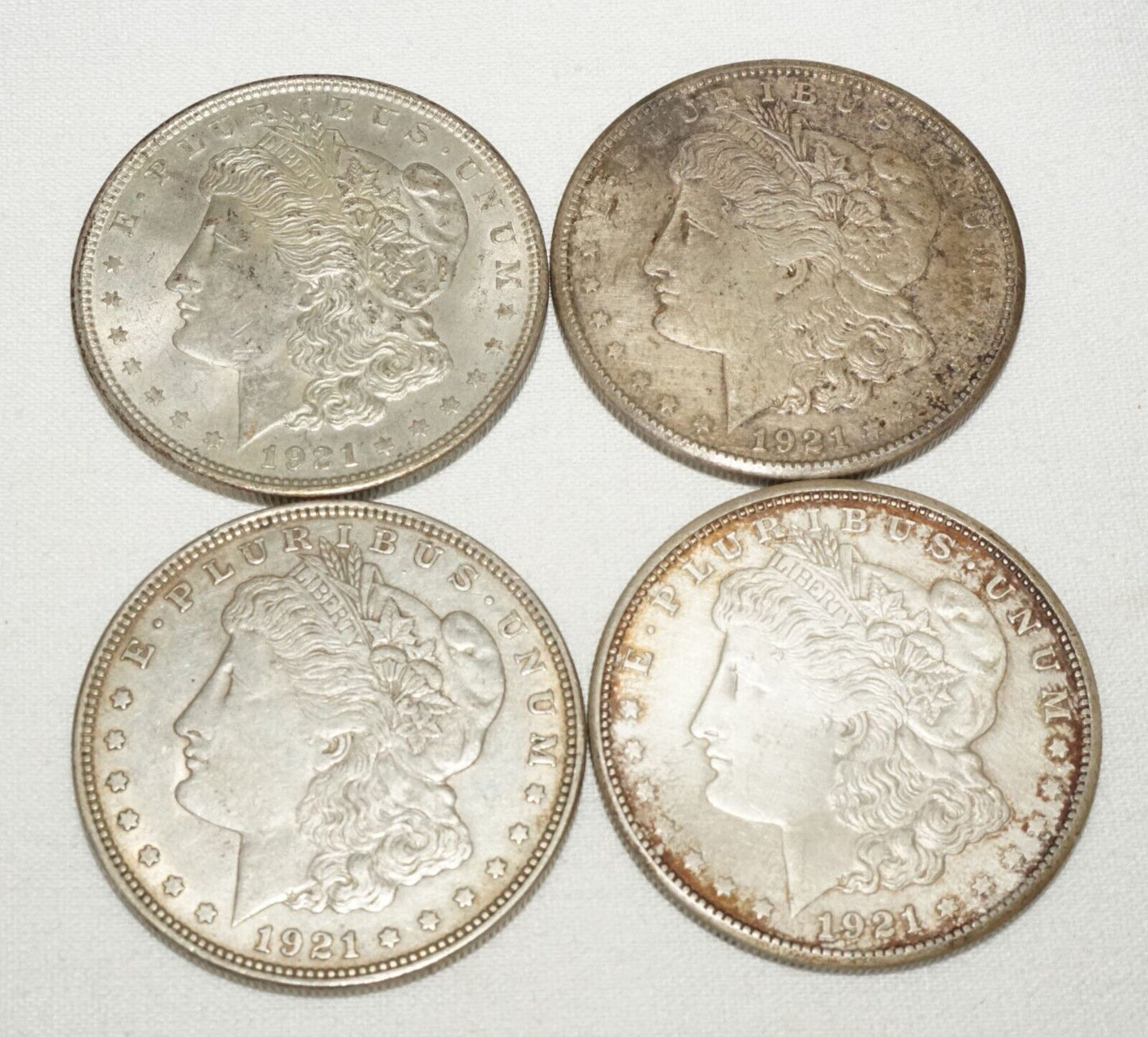 4Pc 1921 US Circulated $1 Silver Morgan Dollar Coins (KiL)