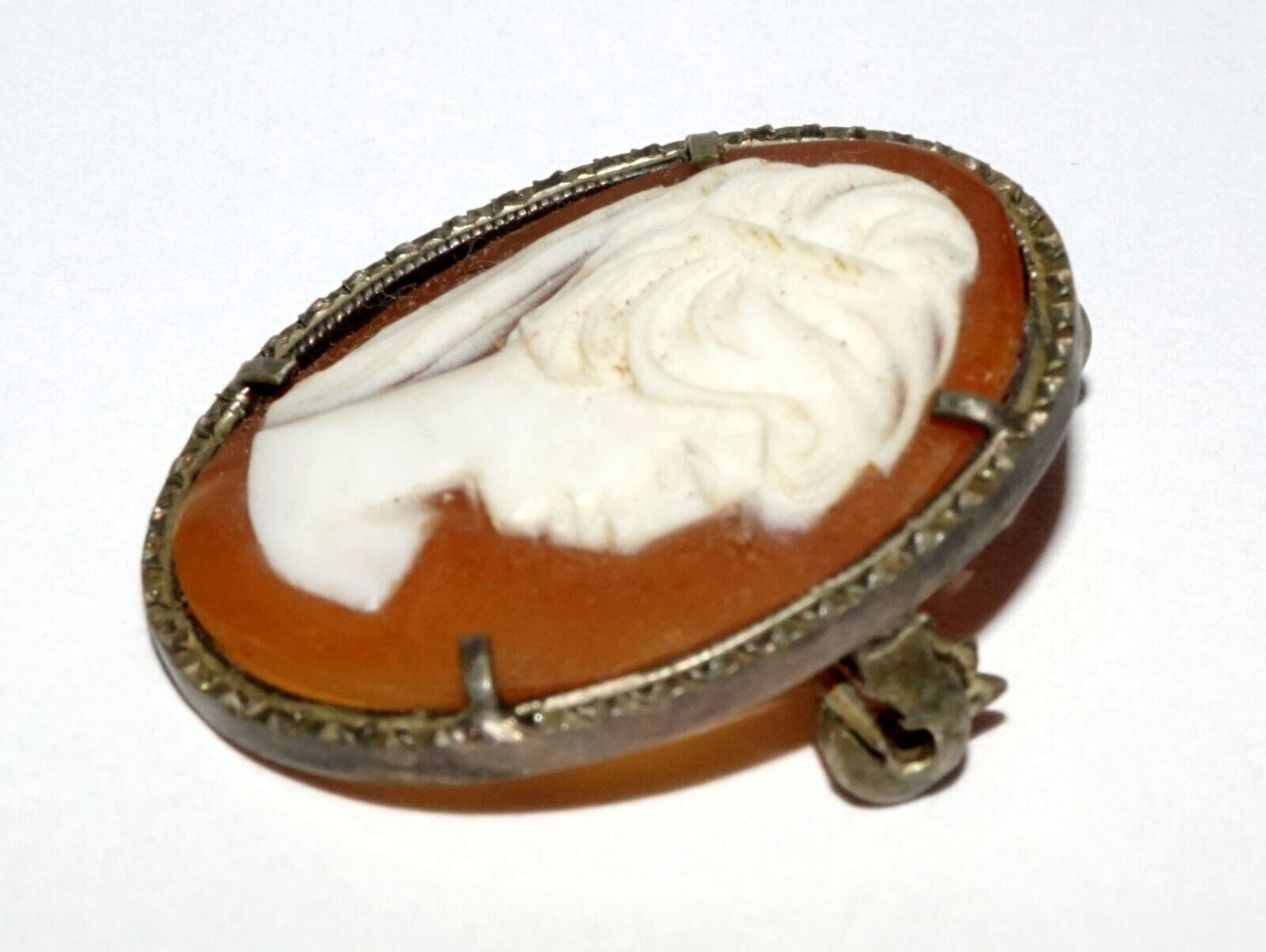 Vintage Italy 800 Silver set Pendant Brooch Shell Cameo Woman's Bust (LeL)