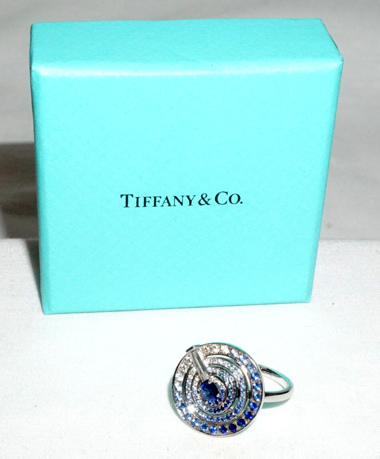 2015 New York 950 Platinum Sapphire & Diamond Ring Sz6.5 Tiffany Blue Book (InS)