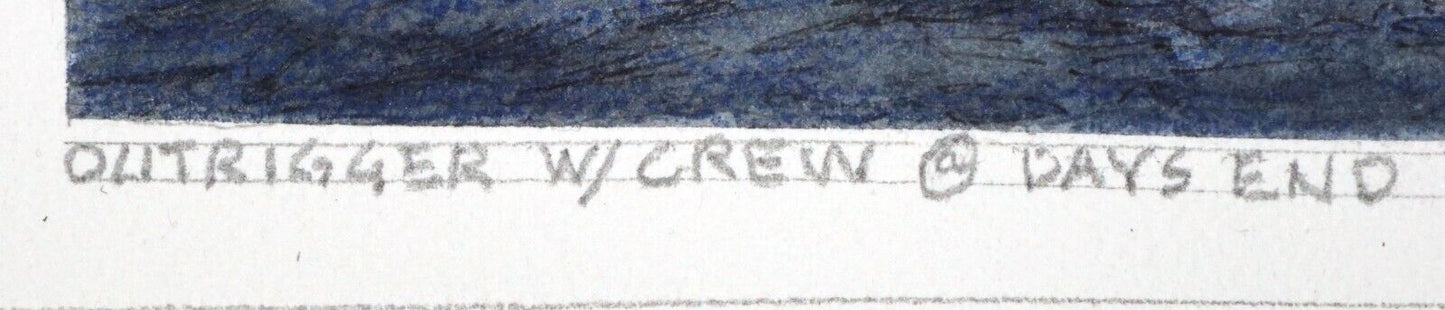 Hawaii Watercolor Painting Outrigger & Crew at Days End by Larry Segedin #178