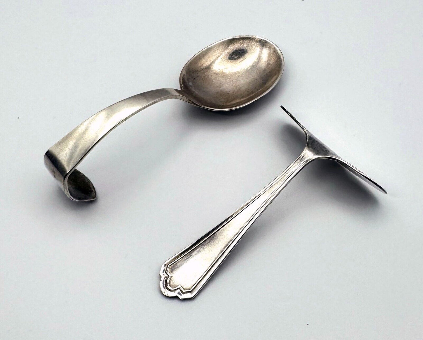 Vintage Sterling 925 Baby Infant Silverware / Pusher & Spoon (MiM)