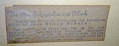 1920s German Aquatint Etching "Old Salt Depots, Lübeck" by Willy Scholz (Rud)