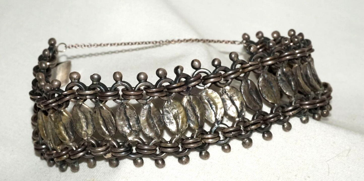 Vintage Mexican Heavy Sterling Silver Link Bracelet signed Anton Plata (LeS)L24