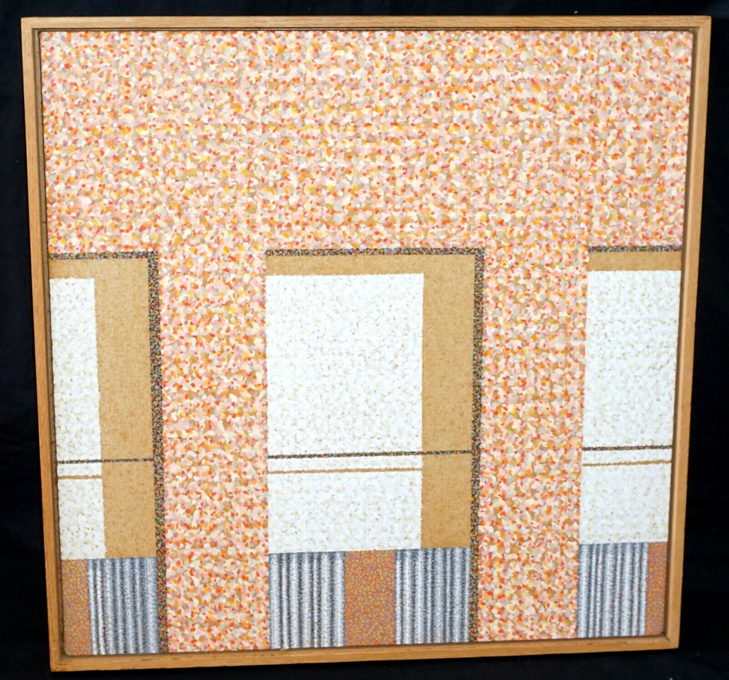 '72 US Oil Painting Orange Tan & Grey Windows Michael Vinson Clark (B 1946)(PaR)