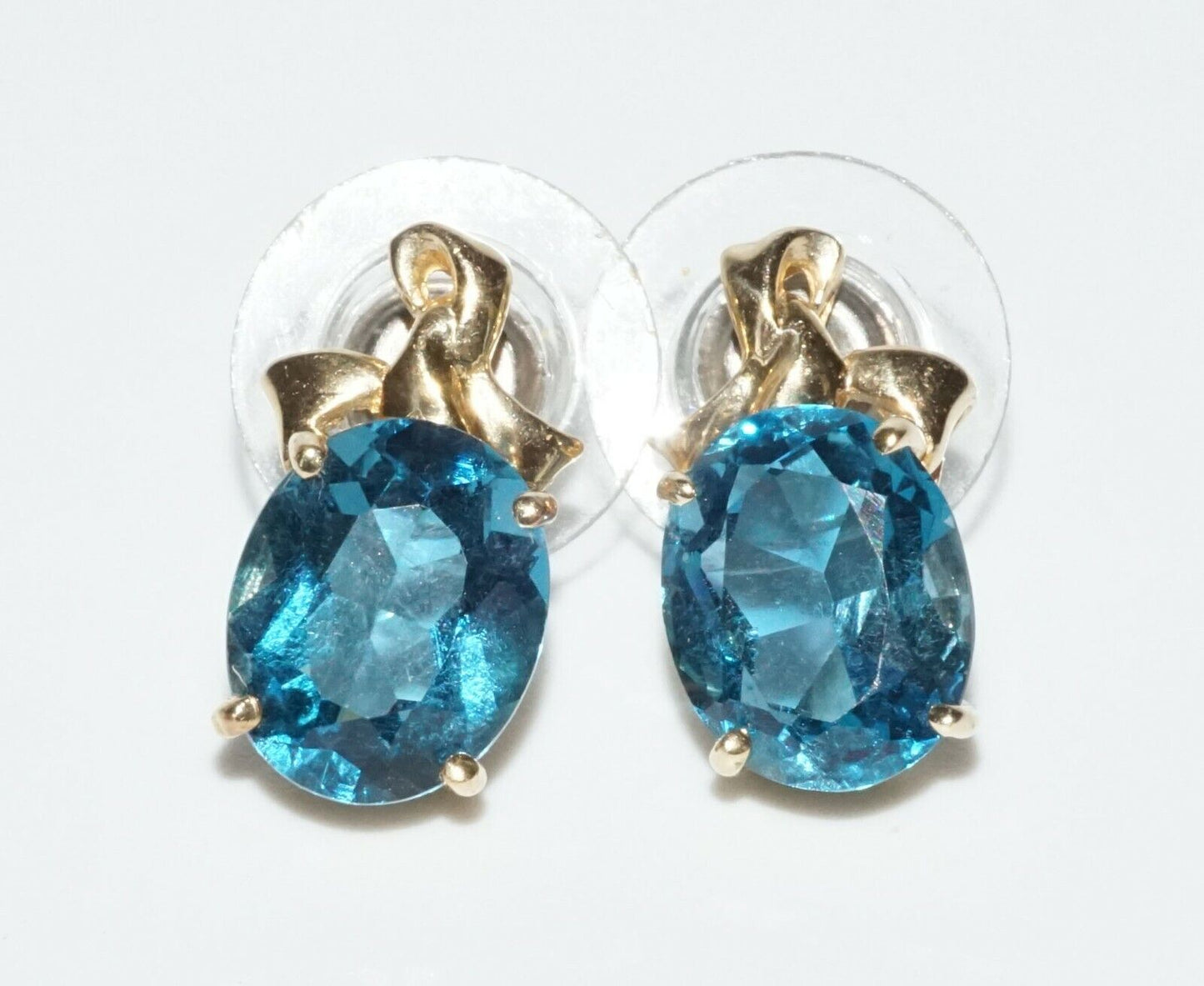 3Pc 14k Yellow Gold Pendant & Earring Set w. 17x Blue Topaz Accents (SaR)#298