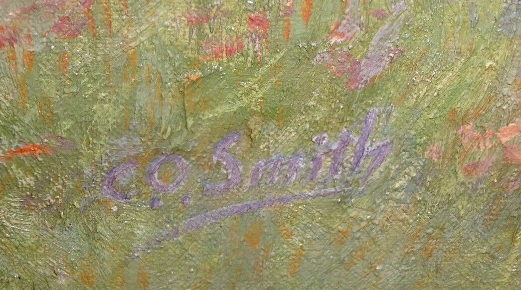 1910s Gilt Framed Oil Painting "Girl in the Meadow" by Emmet Owen Smith (Yir)