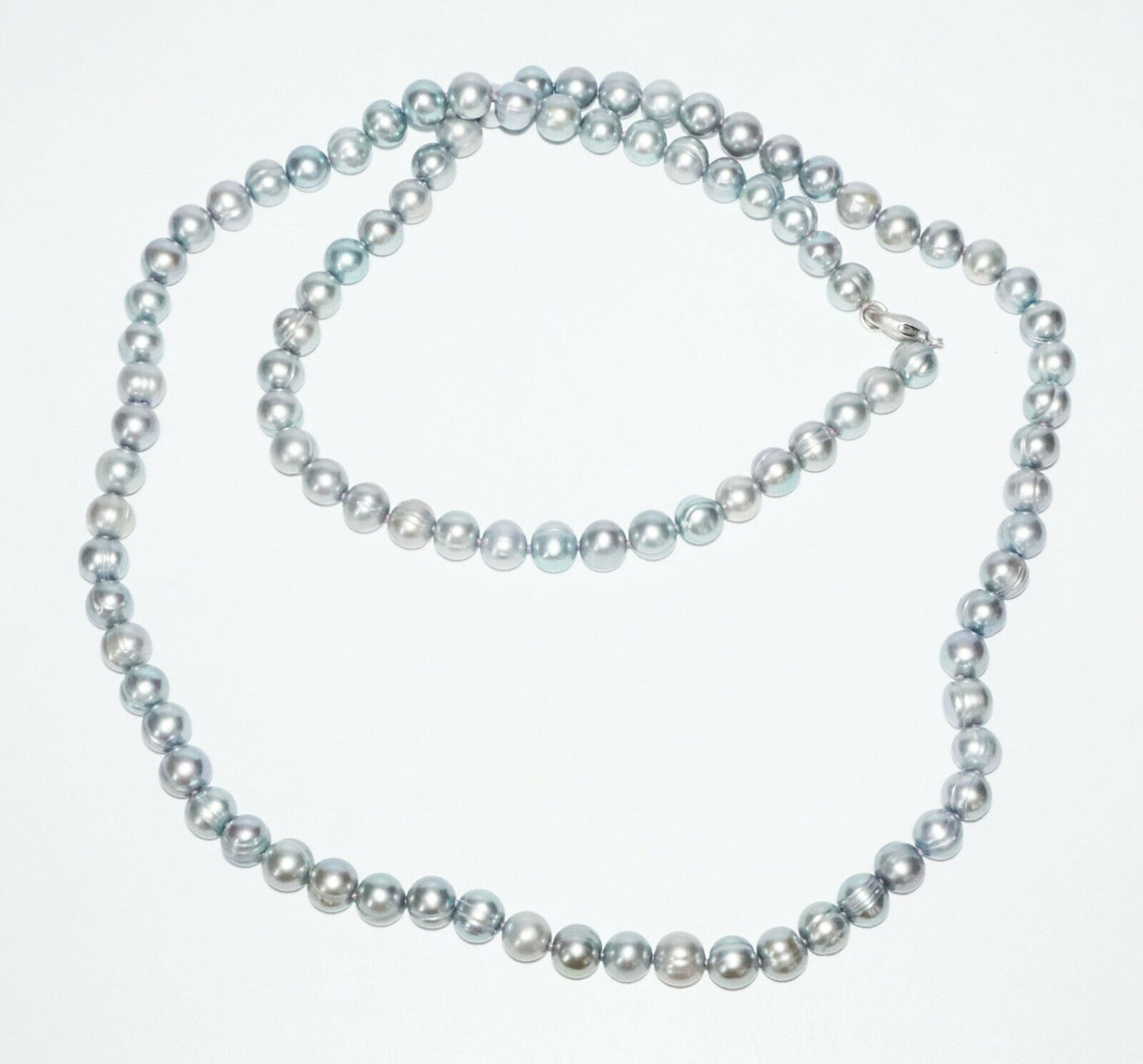 3Pc Multicolored Single Strand Pearl Necklaces w. Sterling silver Clasp(SaR)#450