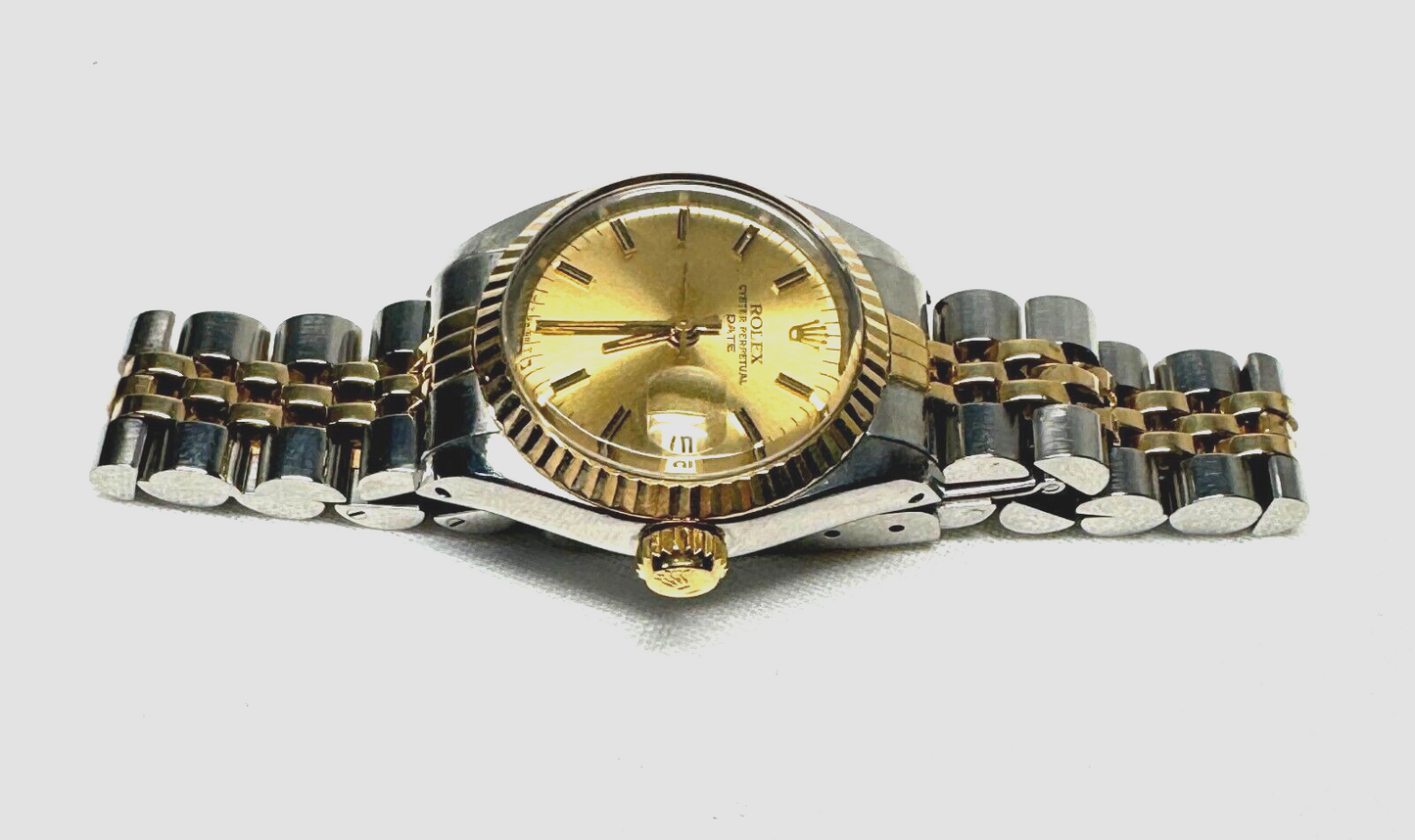 Vintage Rolex Datejust Mens 18k Yellow Gold/Steel Champagne Dial 36mm (ThC)