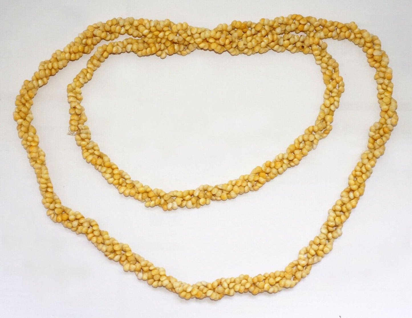 Vintage Pacific 3x Single Strand Braided Yellow Mini Shell Lei Necklace (CuM)