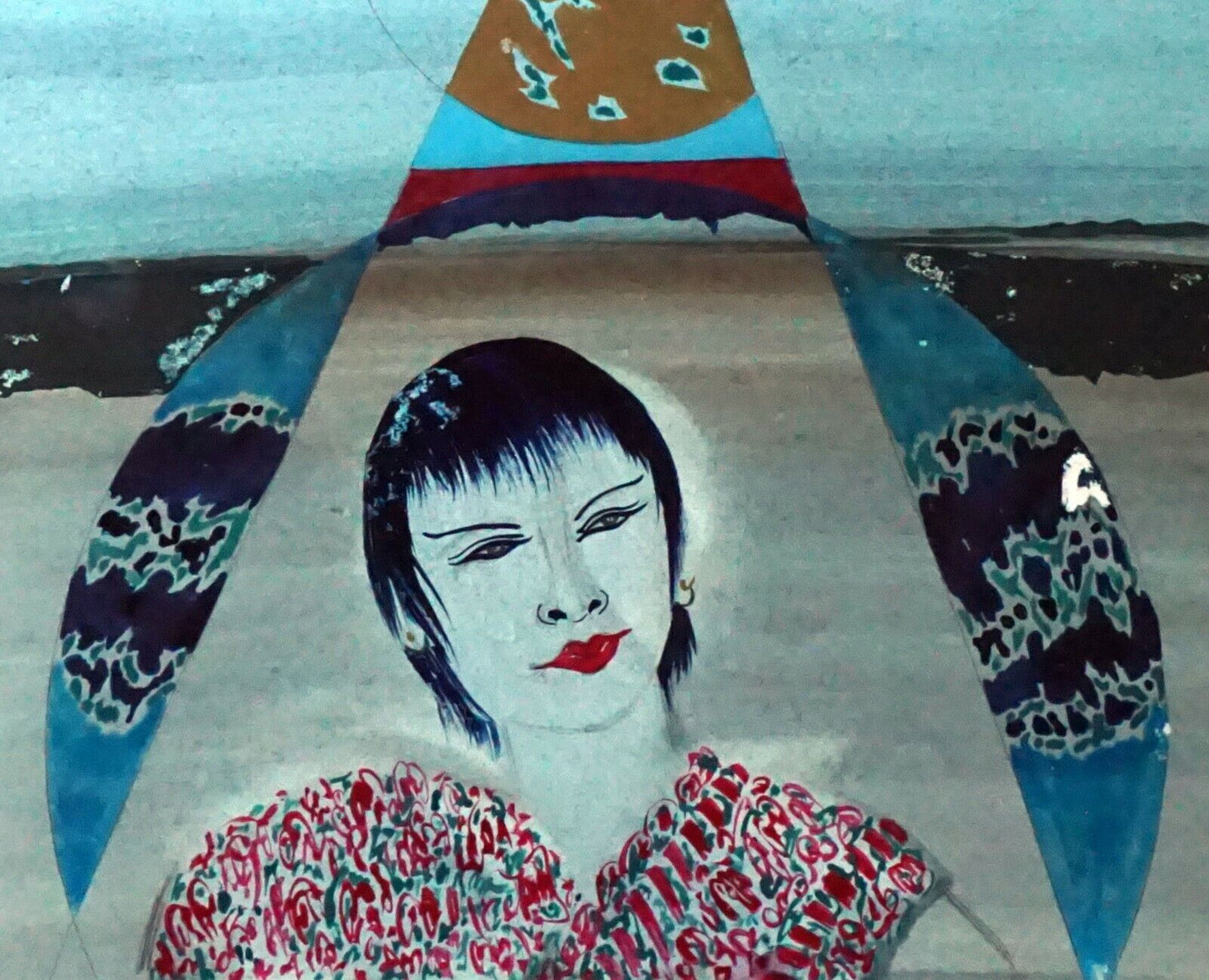 France Hawaii Outsider Art WC Painting Female in Space by Claude Vedel (EtJ)#4