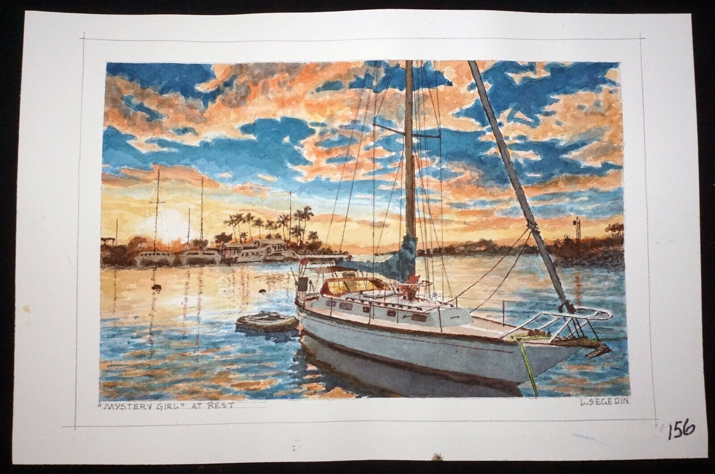 Hawaii Watercolor Painting "Sail Boat at Rest" by Larry Segedin #156