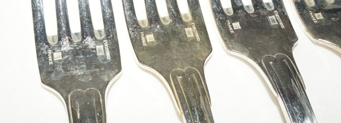 6Pc France Silver Plated Dinner Forks Lot Shell Vendome Pat Christofle (NiC) L6