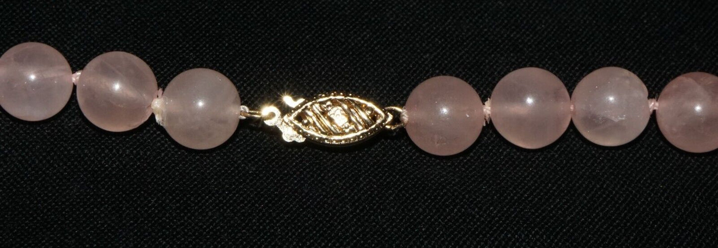 Vintage Chinese Rose Quartz Bead Choker Necklace 16" (LeS)G15