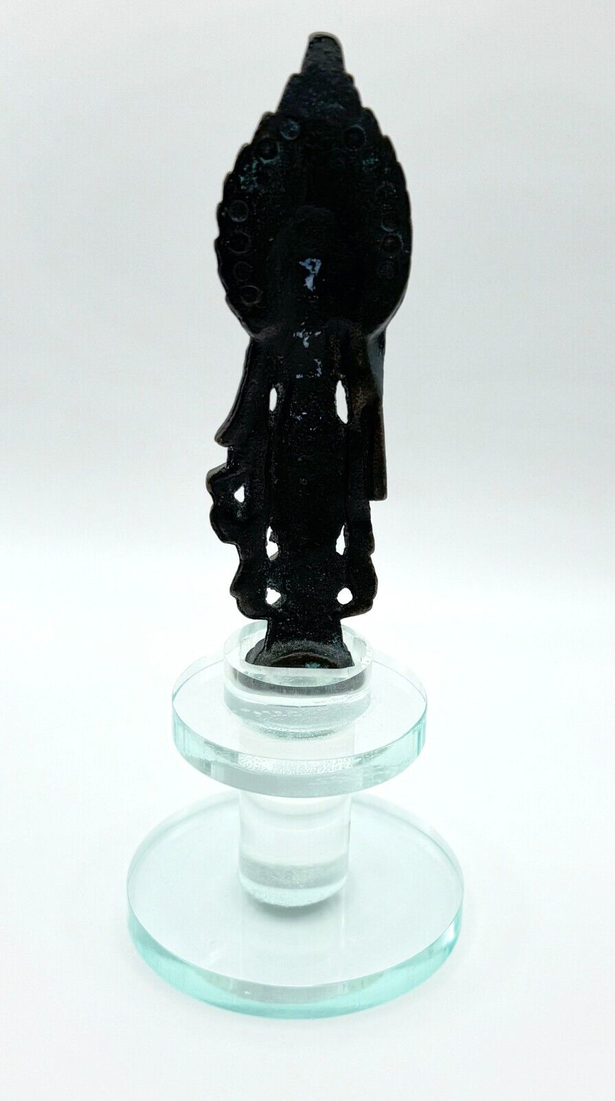 Vintage Bronze Southeast Asian Guanyin Sculpture w Flaming Mandoria (MiM)