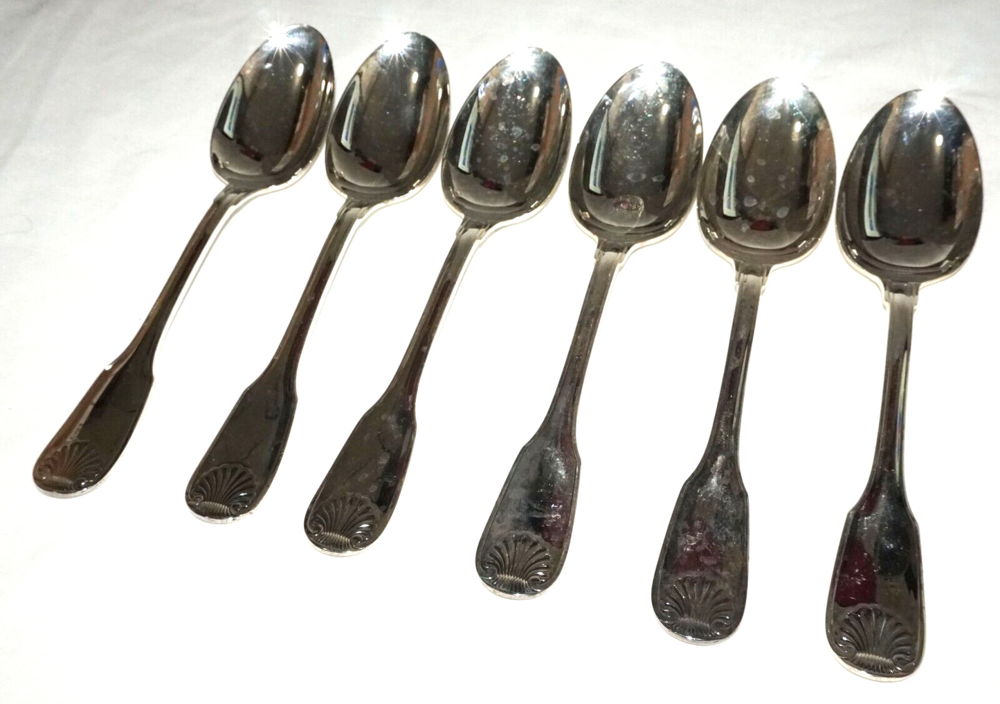 6Pc France Silver Plated Large Spoon Lot Shell Vendome Pat Christofle (NiC) L7