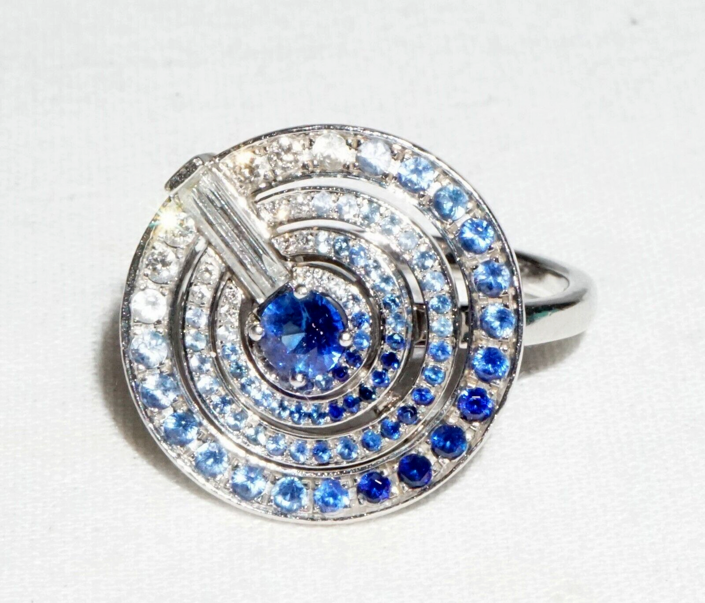 2015 New York 950 Platinum Sapphire & Diamond Ring Sz6.5 Tiffany Blue Book (InS)