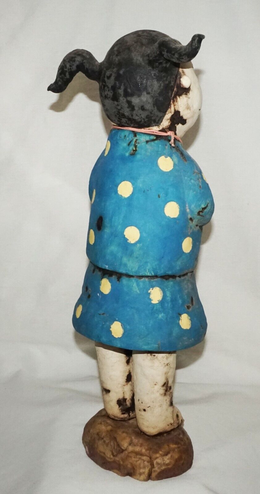 Contemp. Hawaii Pottery Sculpture Ponytail & Love Tattoo Girl by Jo Rowley (CuM)