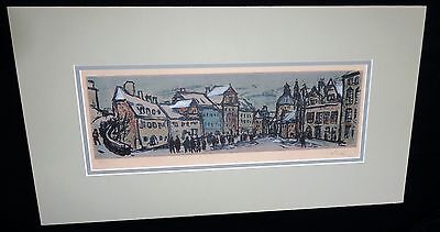 Vintage Czech Color Etching 34/70 Snowy Street Frantisek Emler (1912-1992)(***)