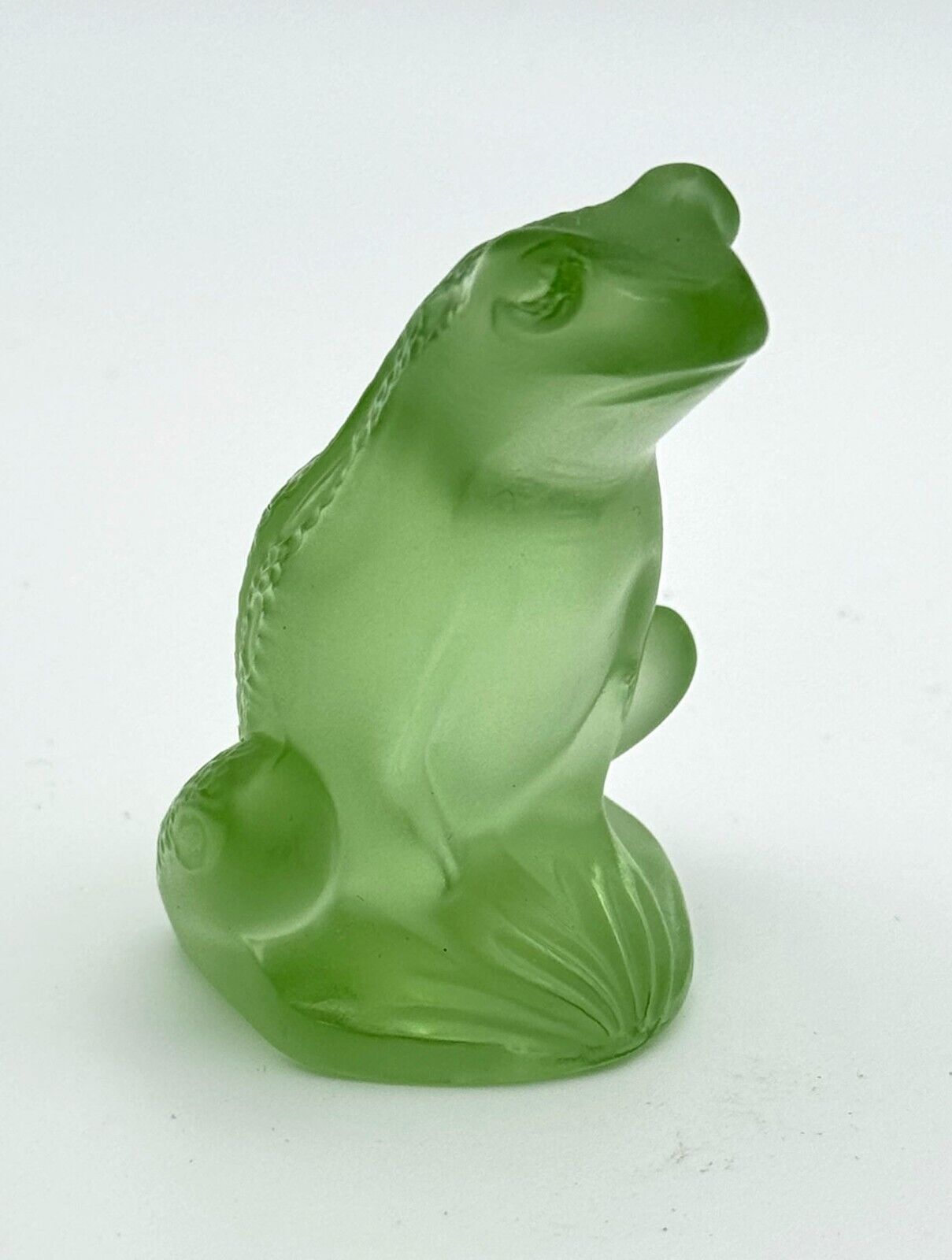 Vintage French Crystal Lalique Lime Green "Rainette Frog" Figurine 2" (InS)