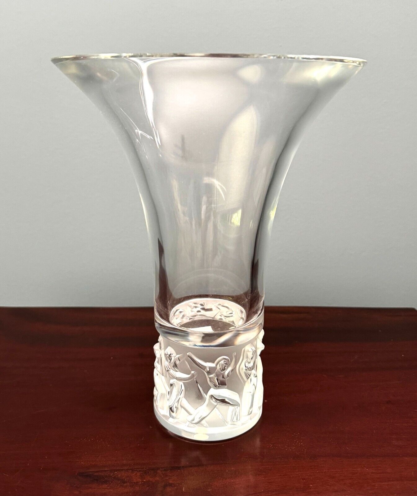 Vintage French Lalique Crystal Jazzy Vase w Tulip-Shaped Rim (InS)