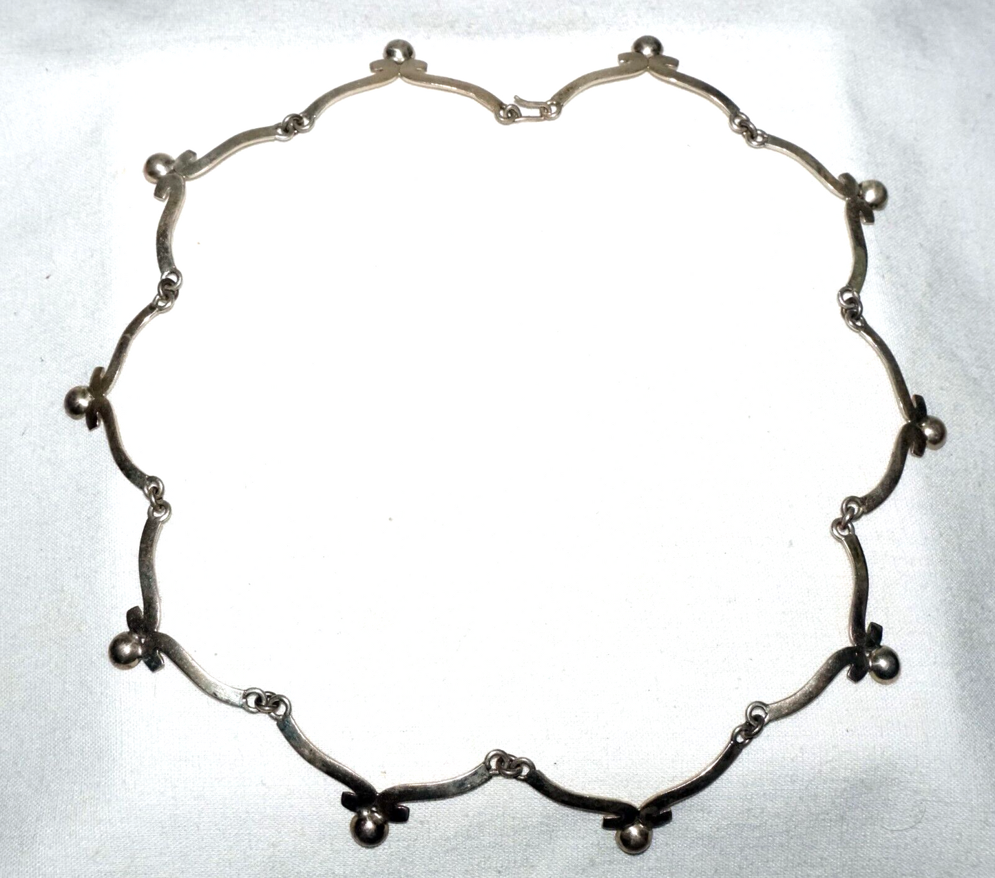Vintage Mexican Sterling Silver Sectional Choker Necklace signed (LeS)L24