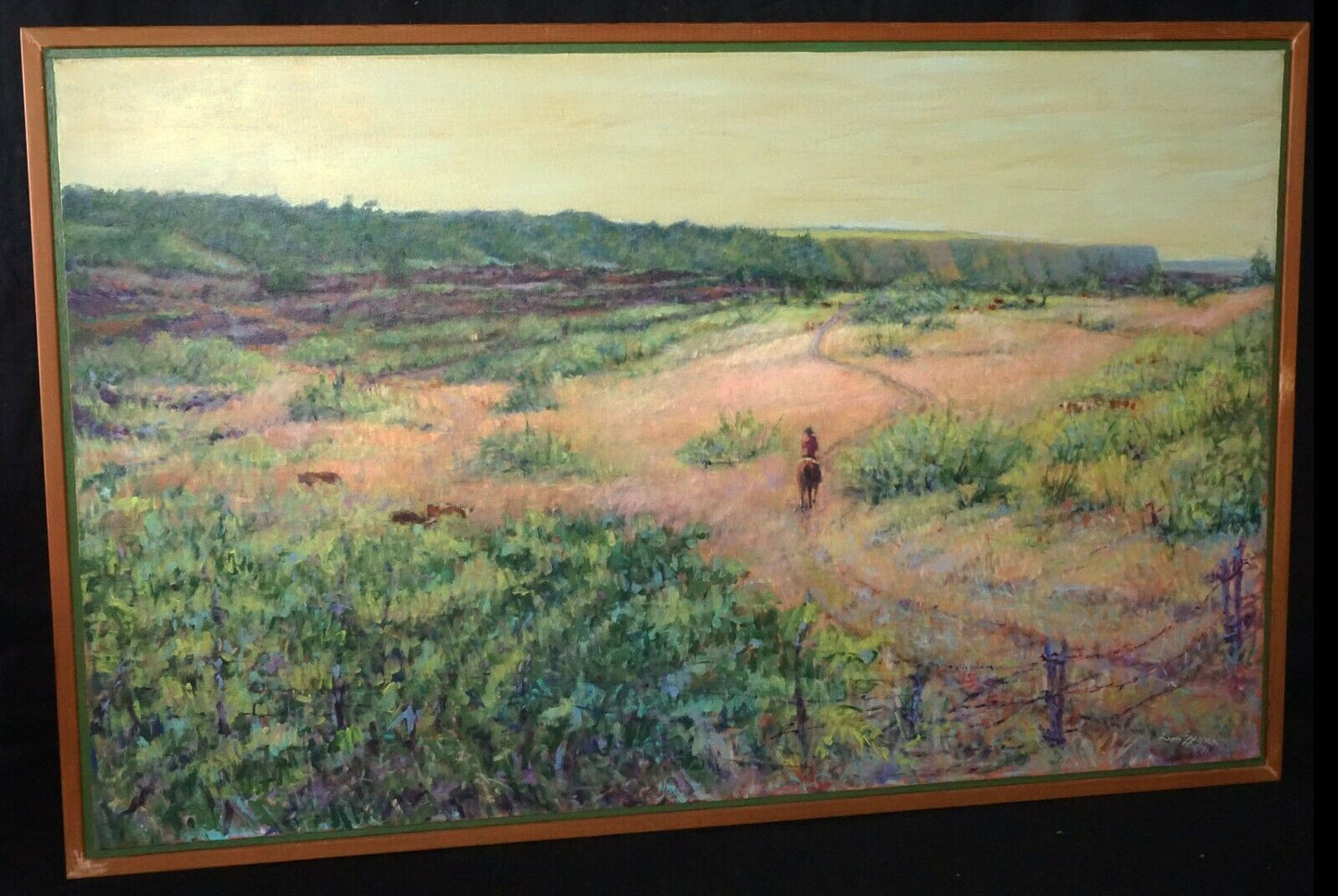 '91 Hawaii Oil Painting Lone Paniolo Ka'u Desert Trail Volcano Don Epperson (MaM