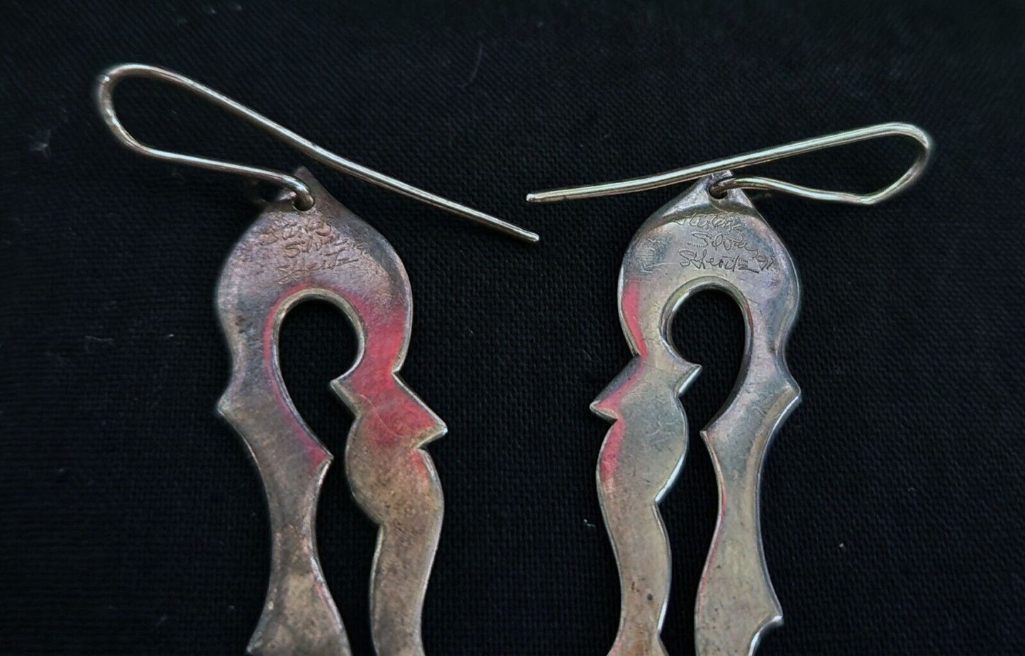 Hawaii Modernist Scroll Motif Sterling Silver Earrings by Stephen Geritz (WoJ)