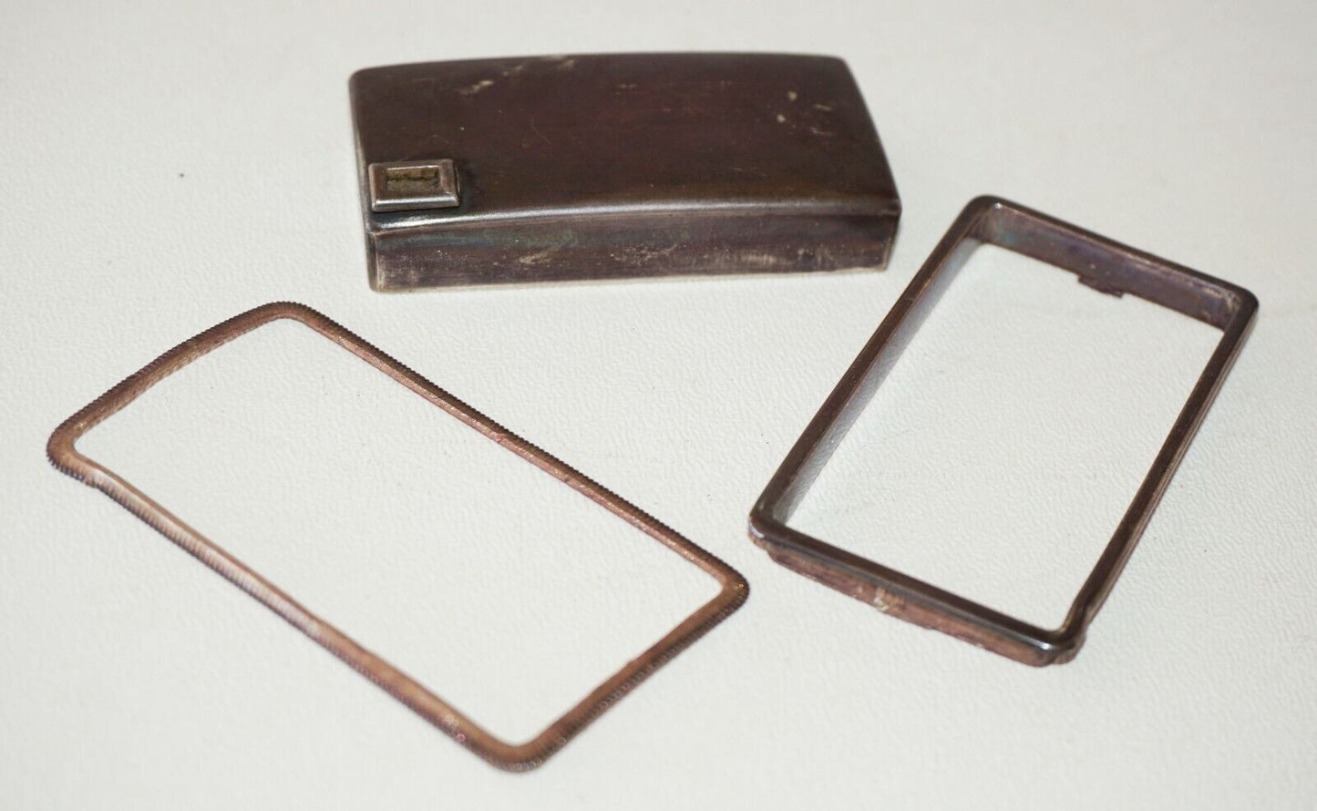 Antique Japanese Unmarked Silver Rectangular Water Dropper & Frame (NiT)
