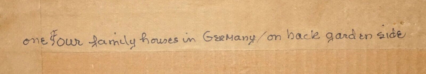 German Koa Framed Watercolor Painting Farm w. Flower Lined Path unsigned (TaE)