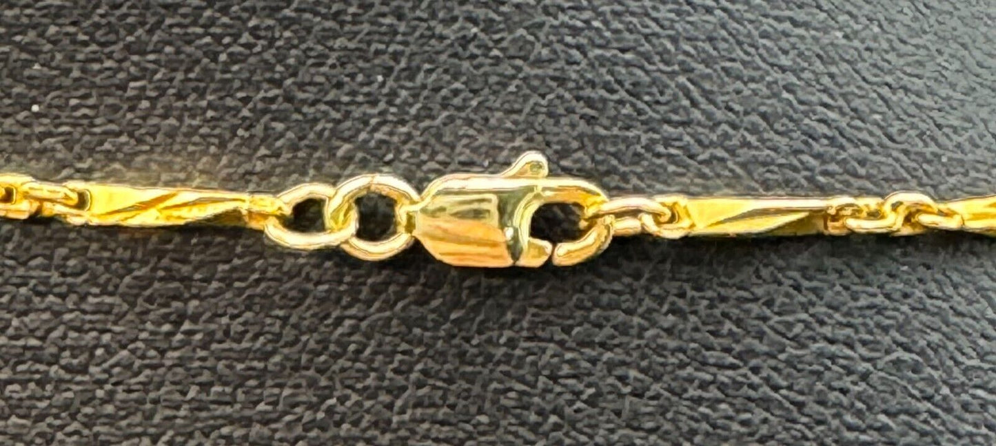 Vintage 14k Yellow Gold Necklace 17.5 inches w Jadeite Peach Pendant (HoJ)
