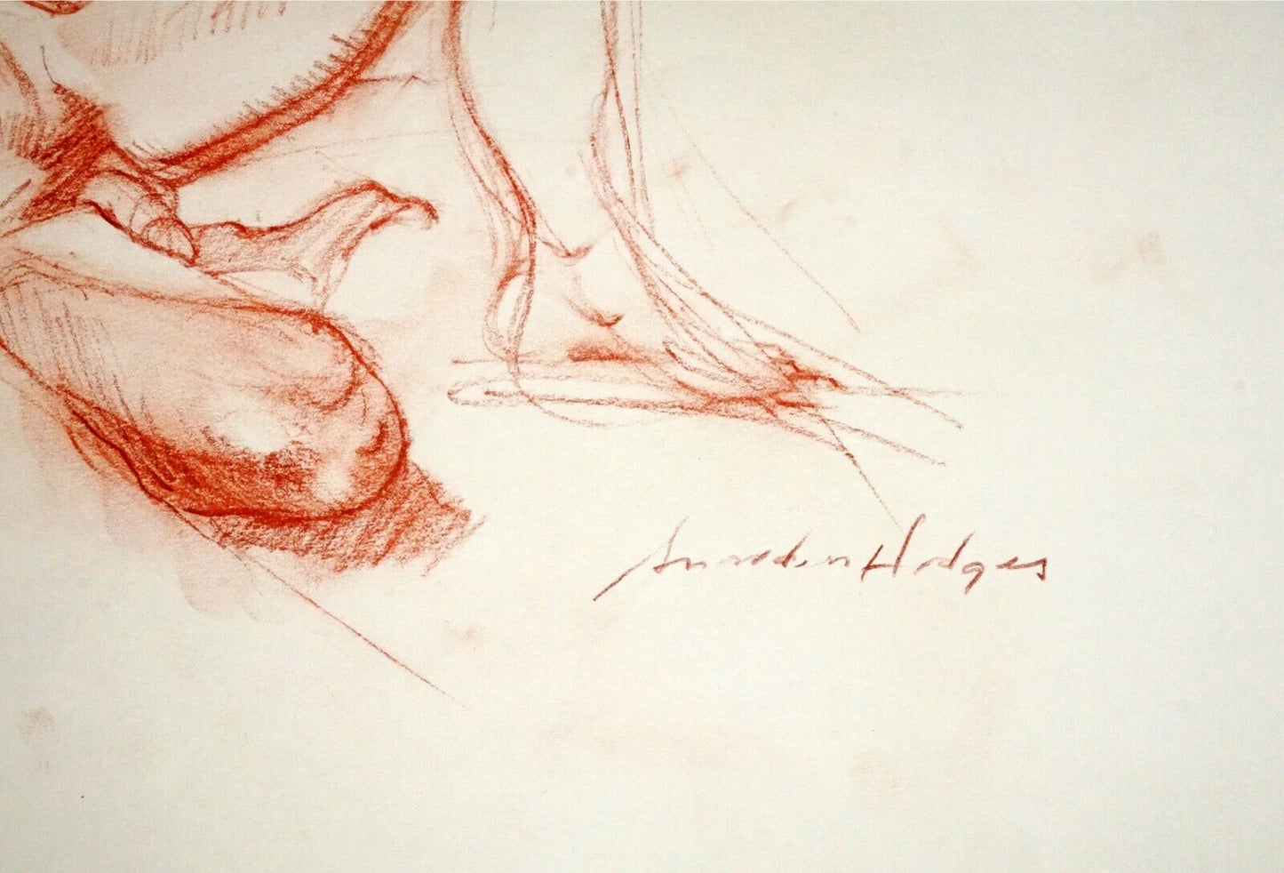 Hawaii Conte Drawing Painting Male Nude by Snowden Hodges (Sho)