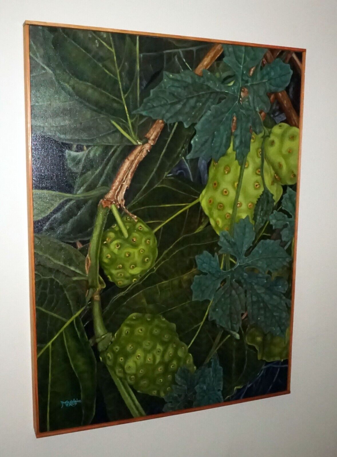 Hawaii Classic Realism Style Oil Painting "Noni Fruit" by Madeleine McKay (McM)